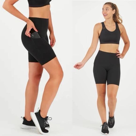 Spanx every wear biker shorts with pockets black NWT XS - Picture 1 of 15